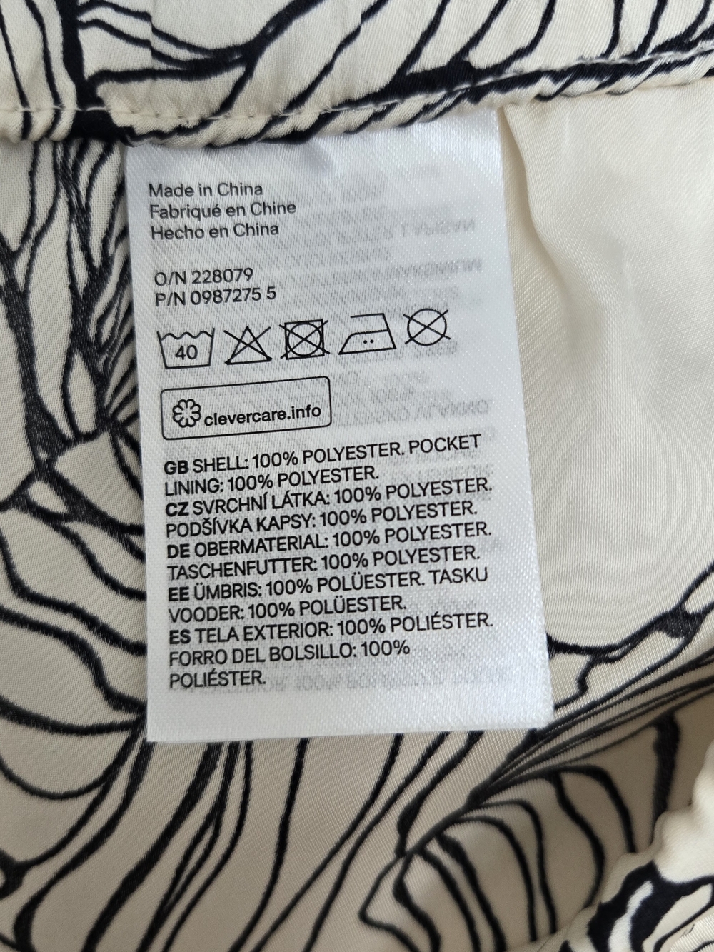H&M Floral Print Wide-Leg Pants – Cream/Black – Size S – New Without Tags - Picture 8 of 9